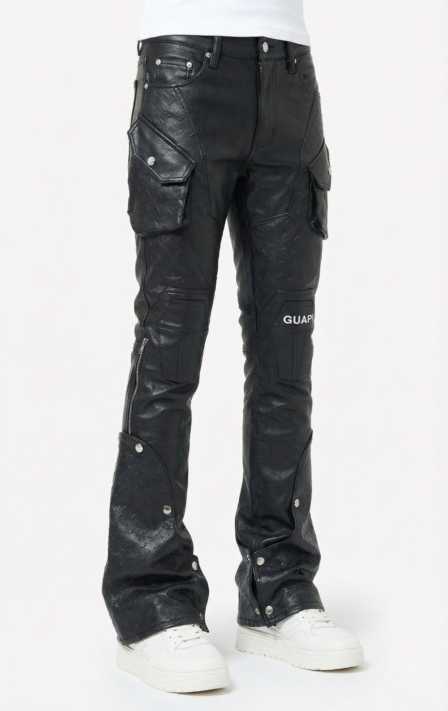 Black Coffin Arc Leather Pants