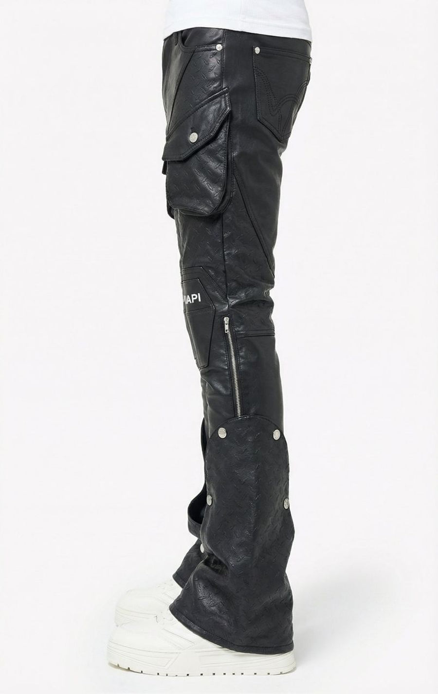 Black Coffin Arc Leather Pants