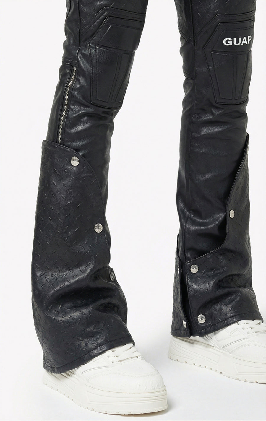 Black Coffin Arc Leather Pants