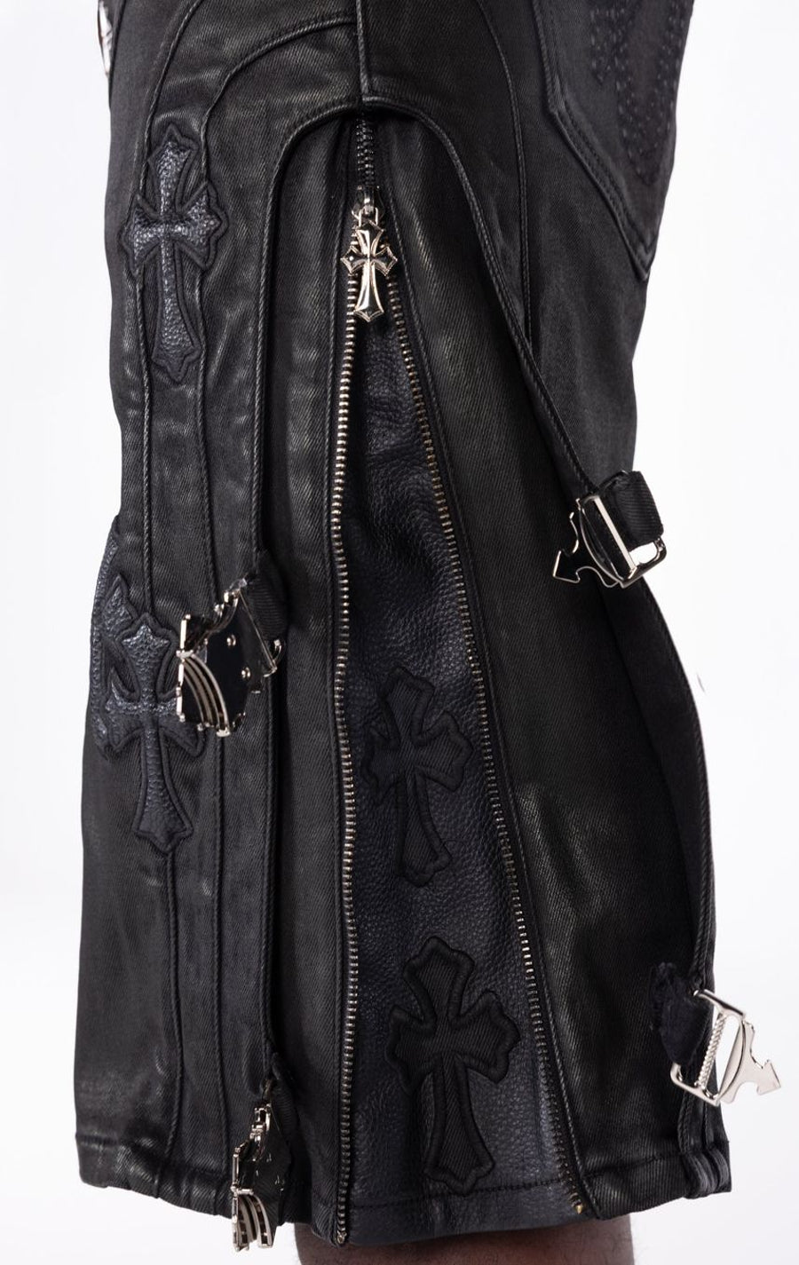 All Black Cross Buckle Shorts
