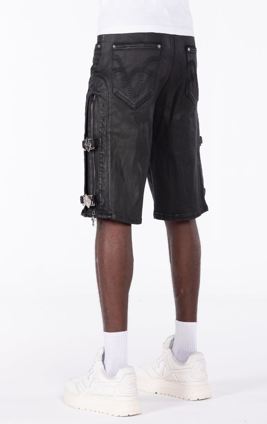 All Black Cross Buckle Shorts