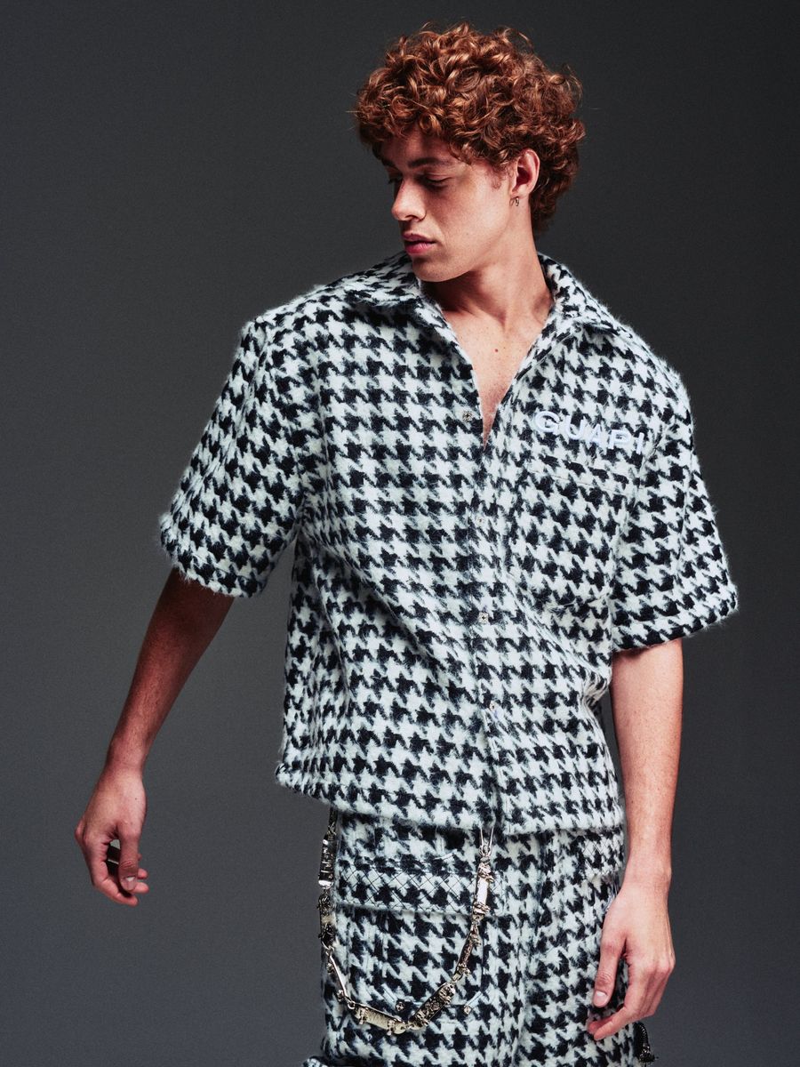 White Houndstooth Furry|Shirt