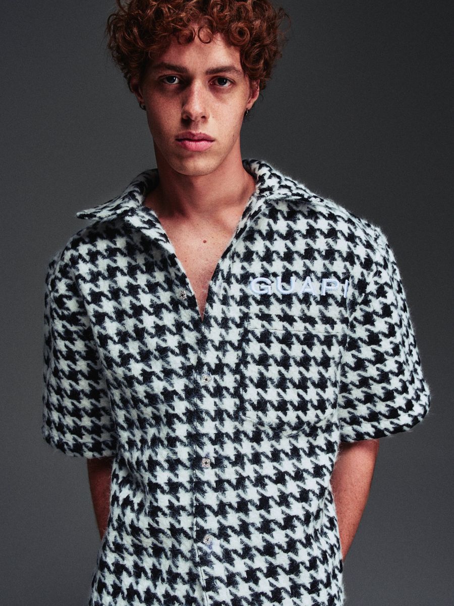 White Houndstooth Furry|Shirt