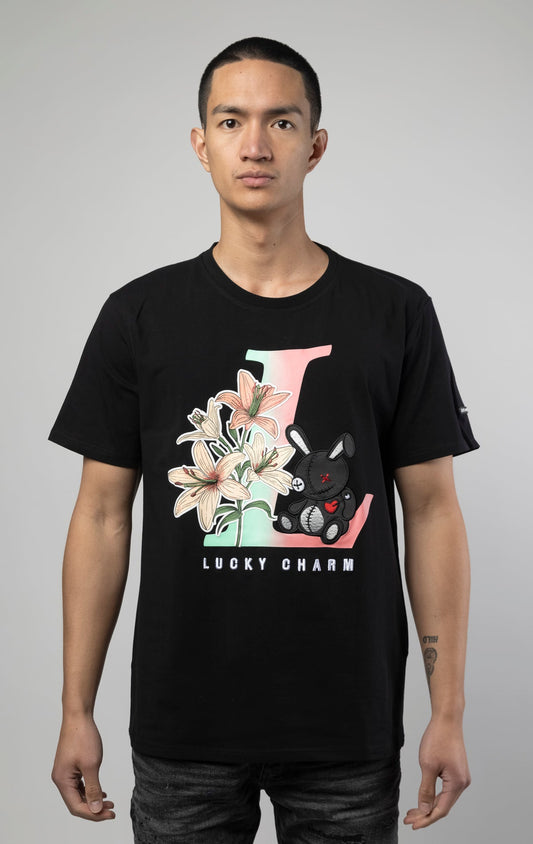 BKYS L lucky charm, t-shirt with bunny graphic on the front