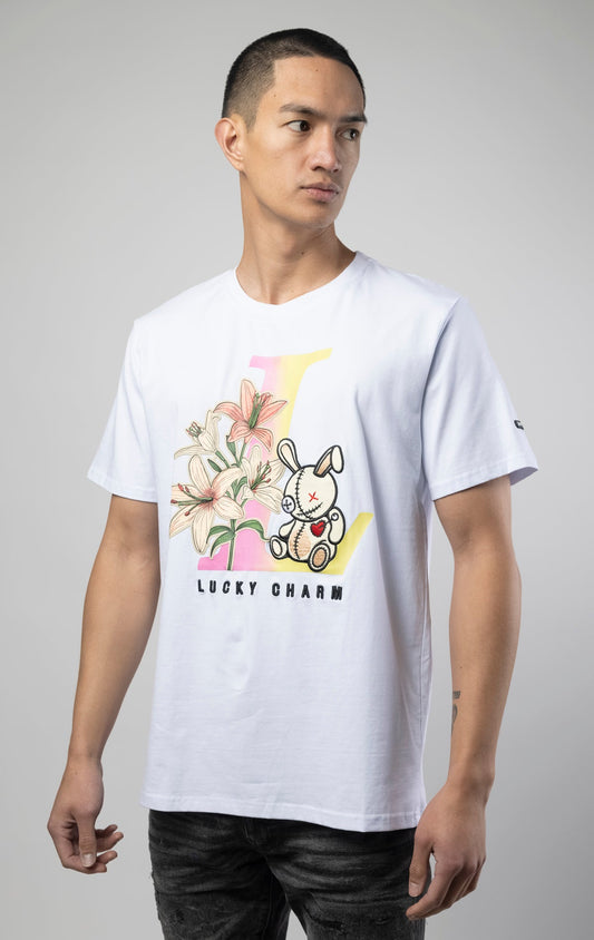 BKYS L lucky charm, t-shirt with bunny graphic on the front