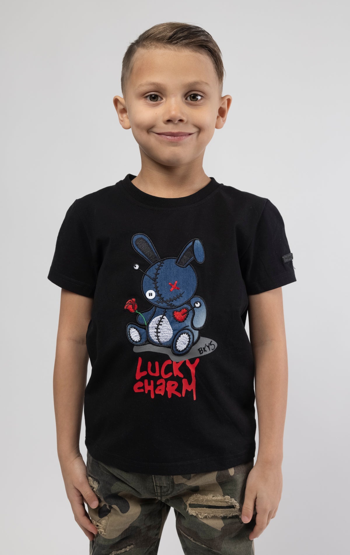 BLACK SHIRT WITH BLUE DENIM BKYS Lucky Charm-Kids - DENiMPiRE