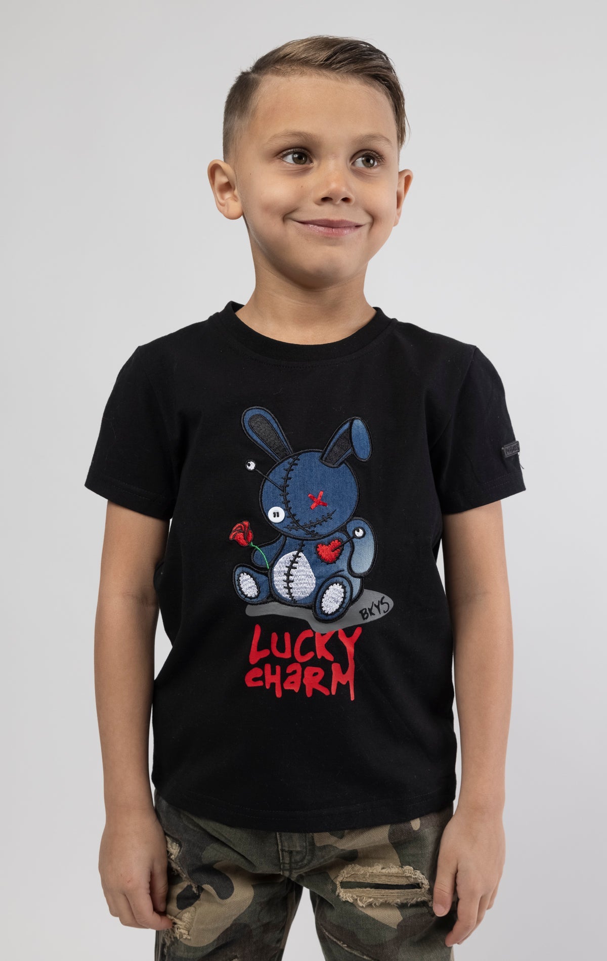 BLACK SHIRT WITH BLUE DENIM BKYS Lucky Charm-Kids - DENiMPiRE