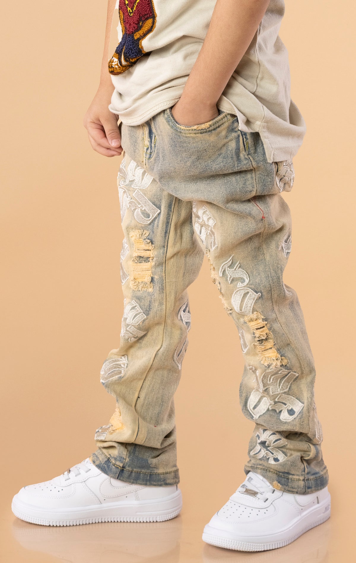 Kids Embroidery Stack Jeans