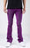 Purple suede stacked flare jeans with a comfortable cotton-spandex blend.