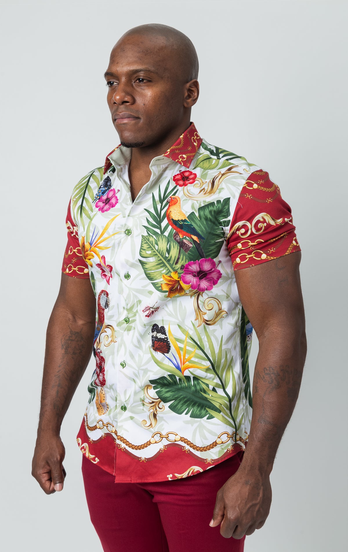 Short-sleeved shirt with captivating designs, made from soft and breathable fabric, ideal for casual occasions.