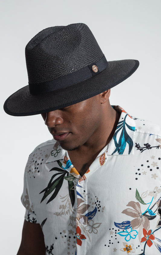 Limited edition natural straw fedora with 2.5" snap brim and contrasting under brim from the Empire Collection.