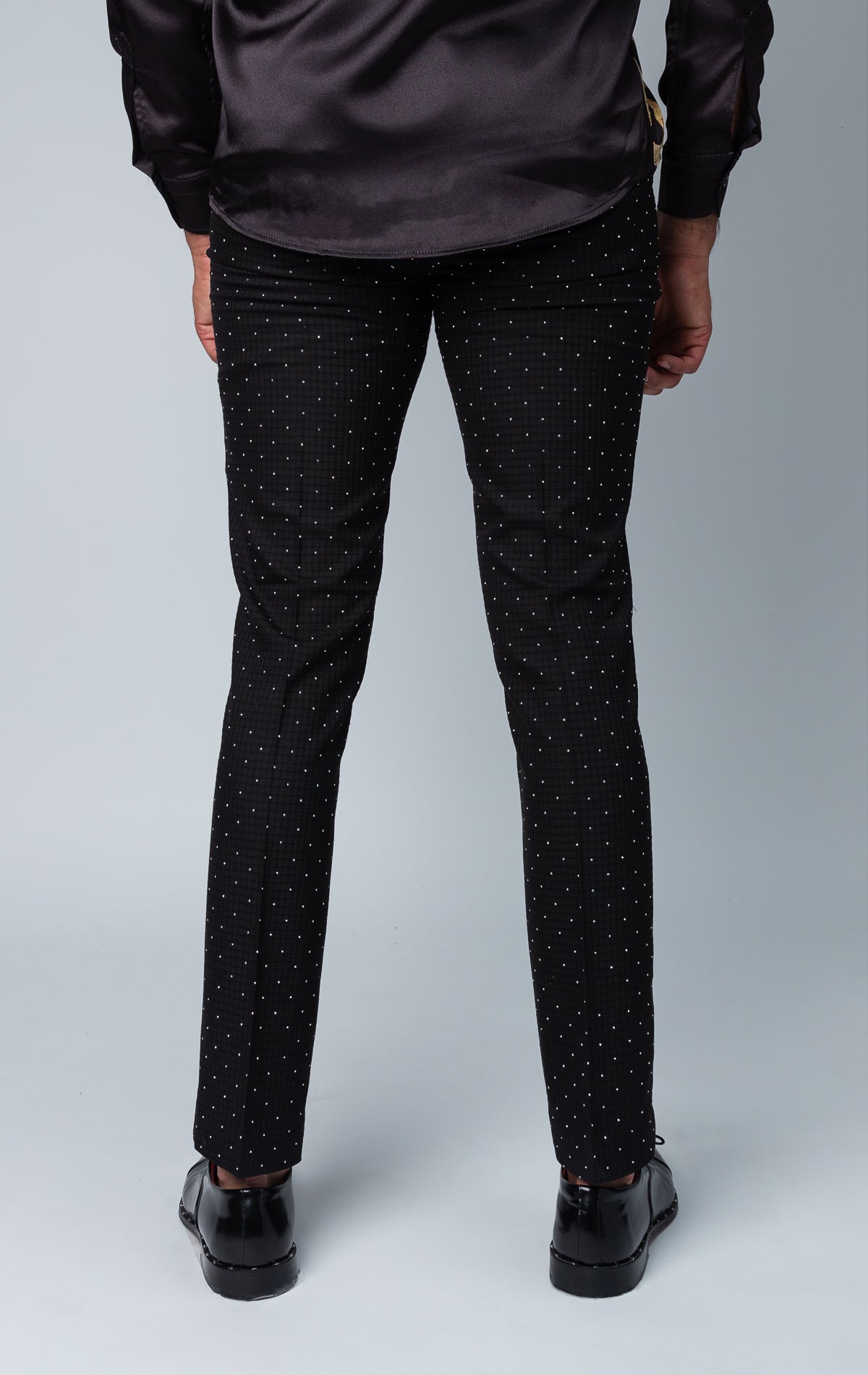 Black dress pants with crystals all over