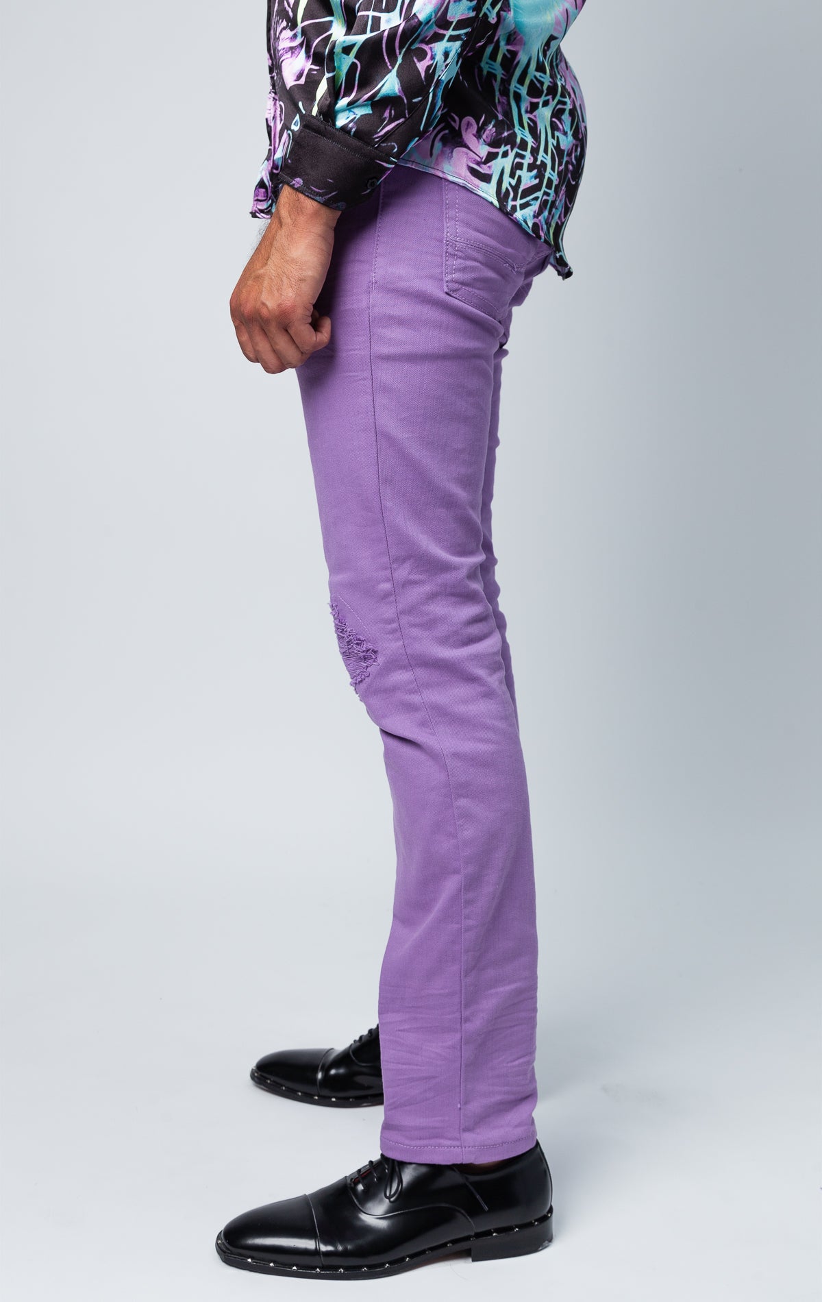 Purple denim pants