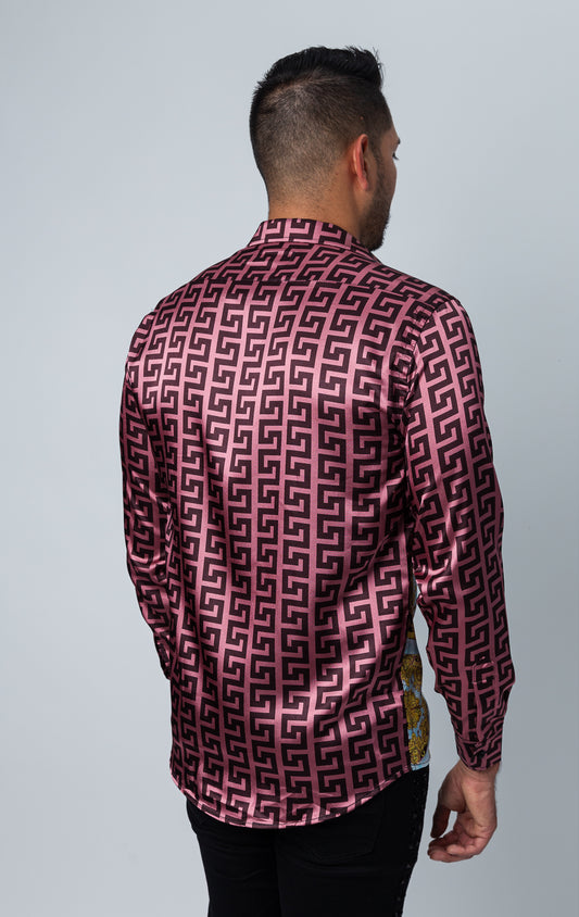 Men's lightweight long-sleeve button-up shirt in a variety of colors and patterned prints. The shirt is made from a lightweight fabric and features long sleeves, a classic button-up closure, and a patterned print design.