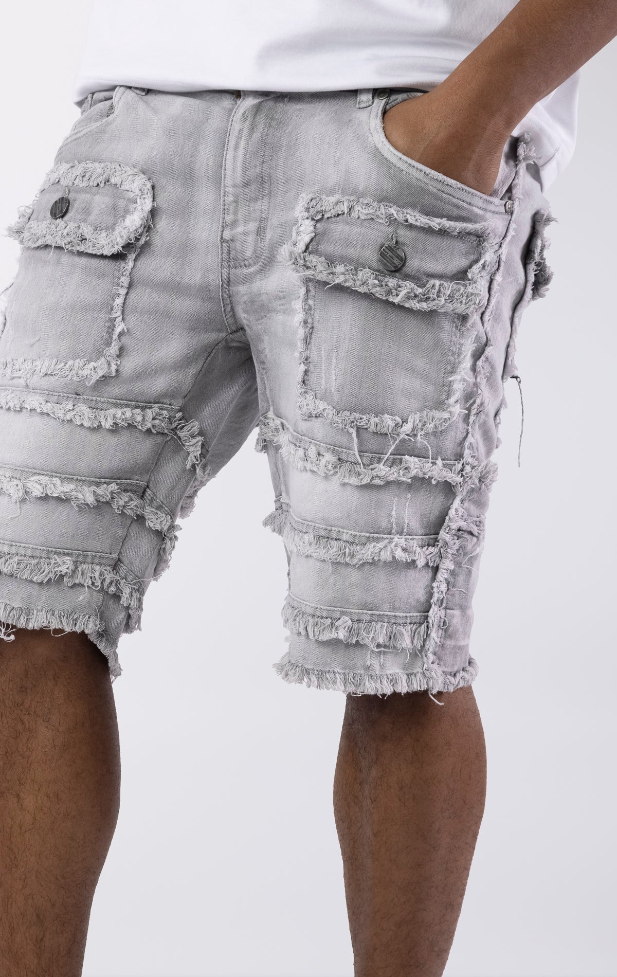Patchwork Denim Shorts