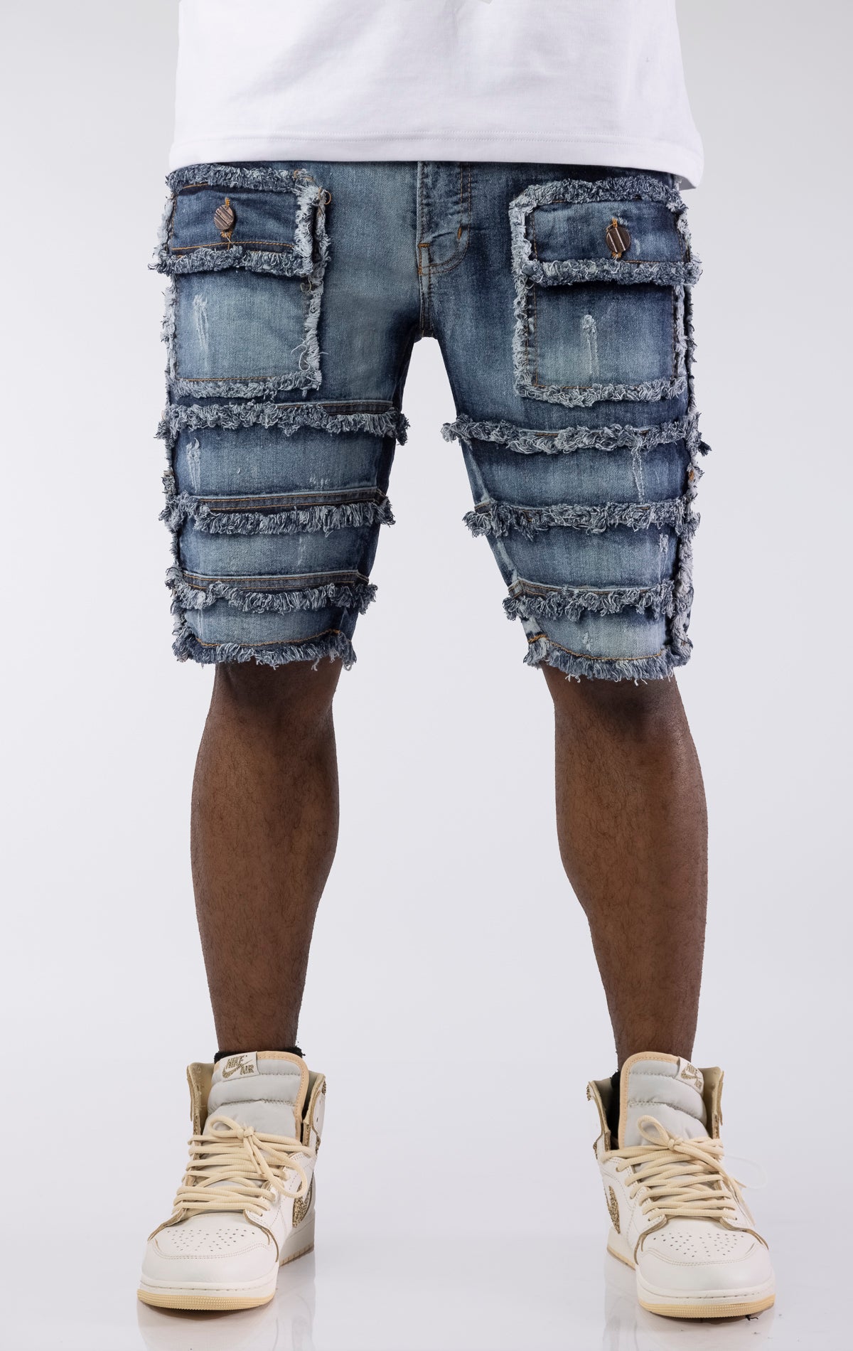 Patchwork Denim Shorts