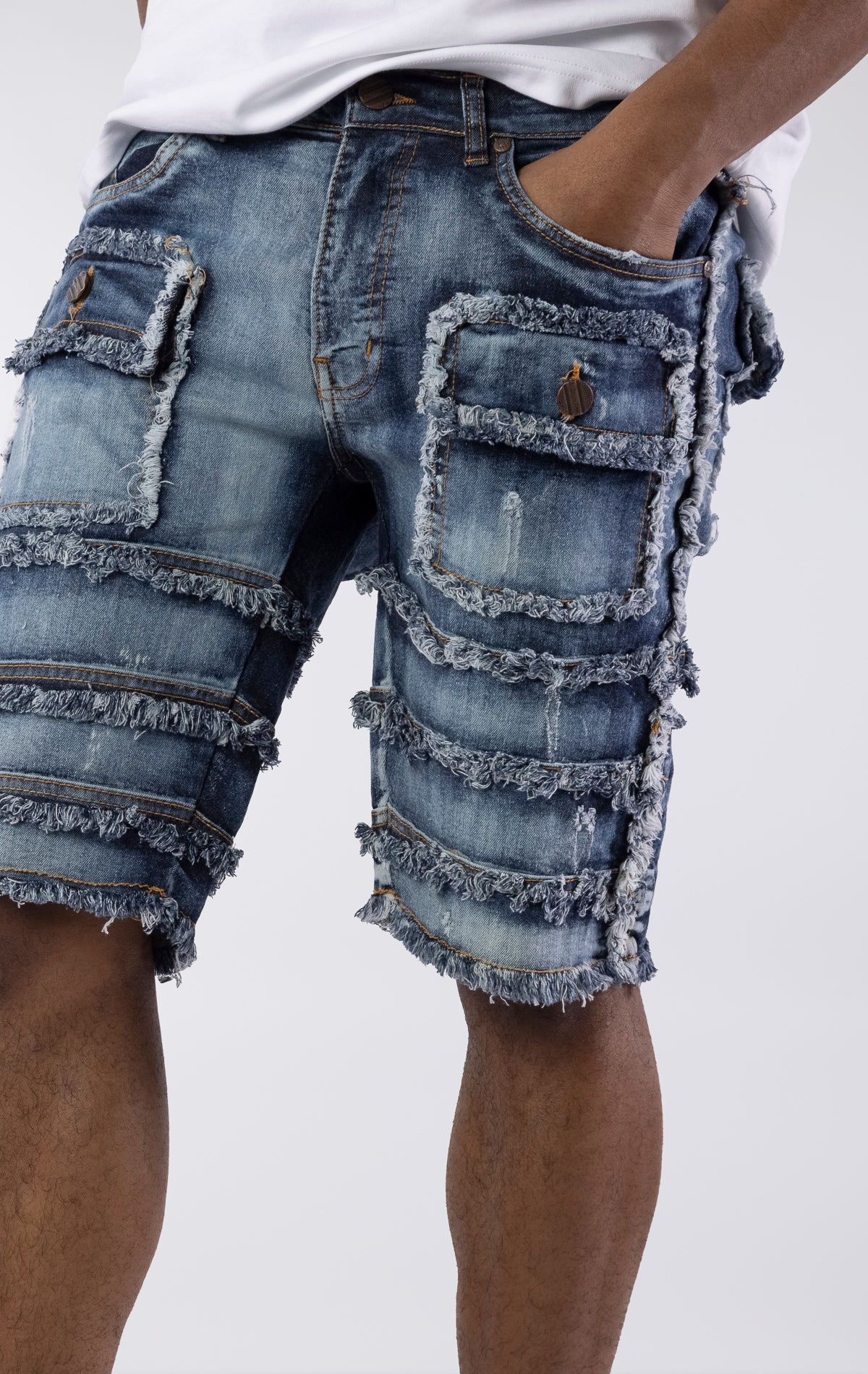 Patchwork Denim Shorts