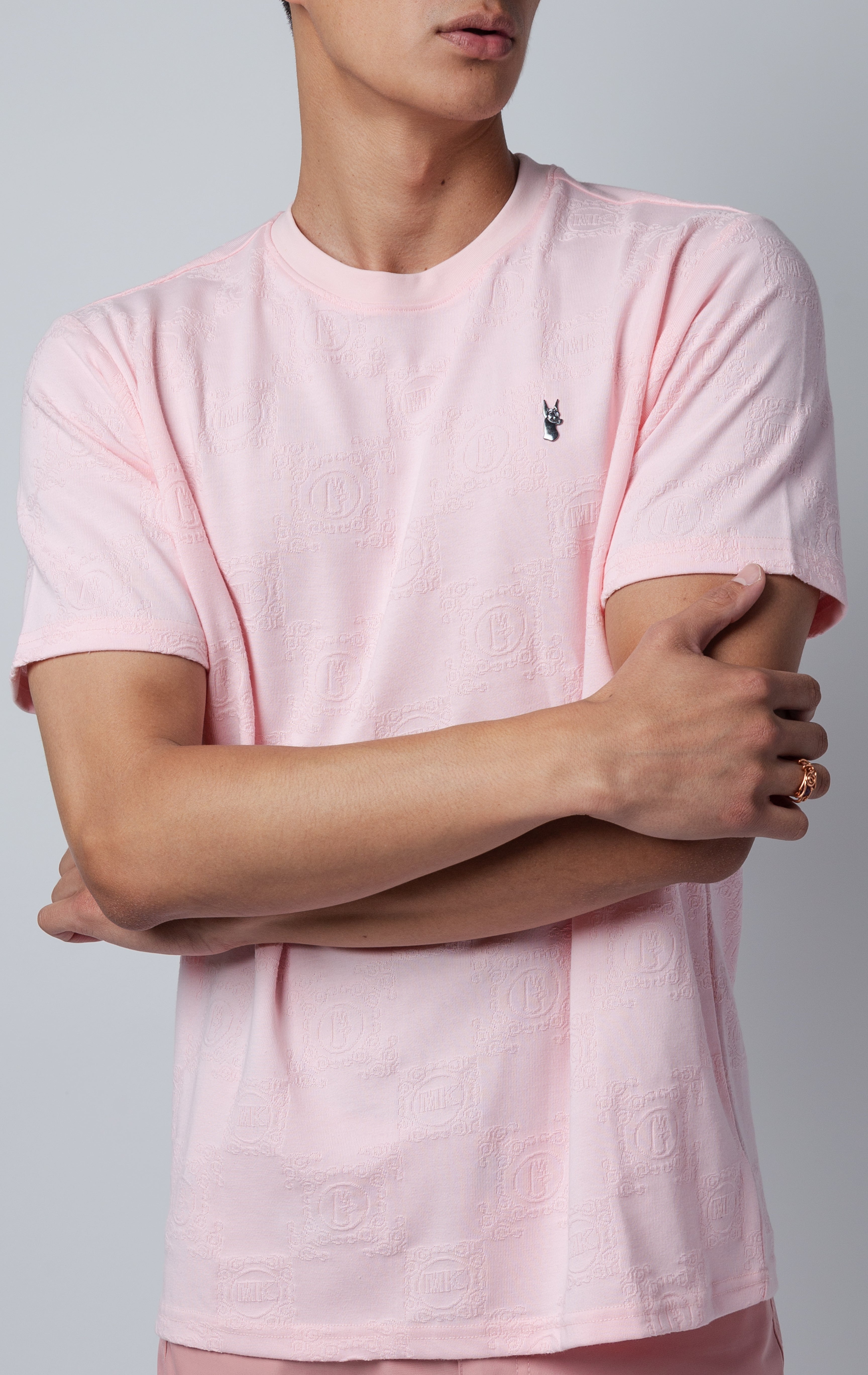 Pink t-shirt with Unique Embossed design and makobi logo