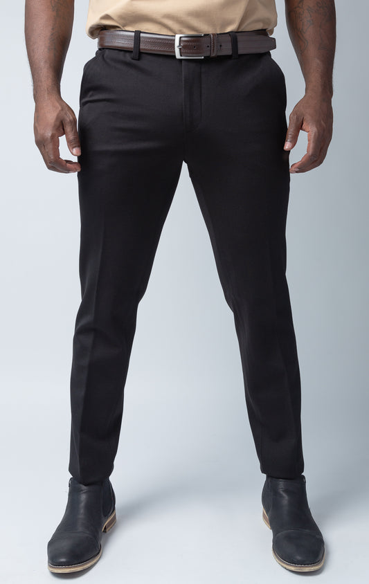 Men's basic solid color chino dress pants with elastic waistband technology in multiple colors