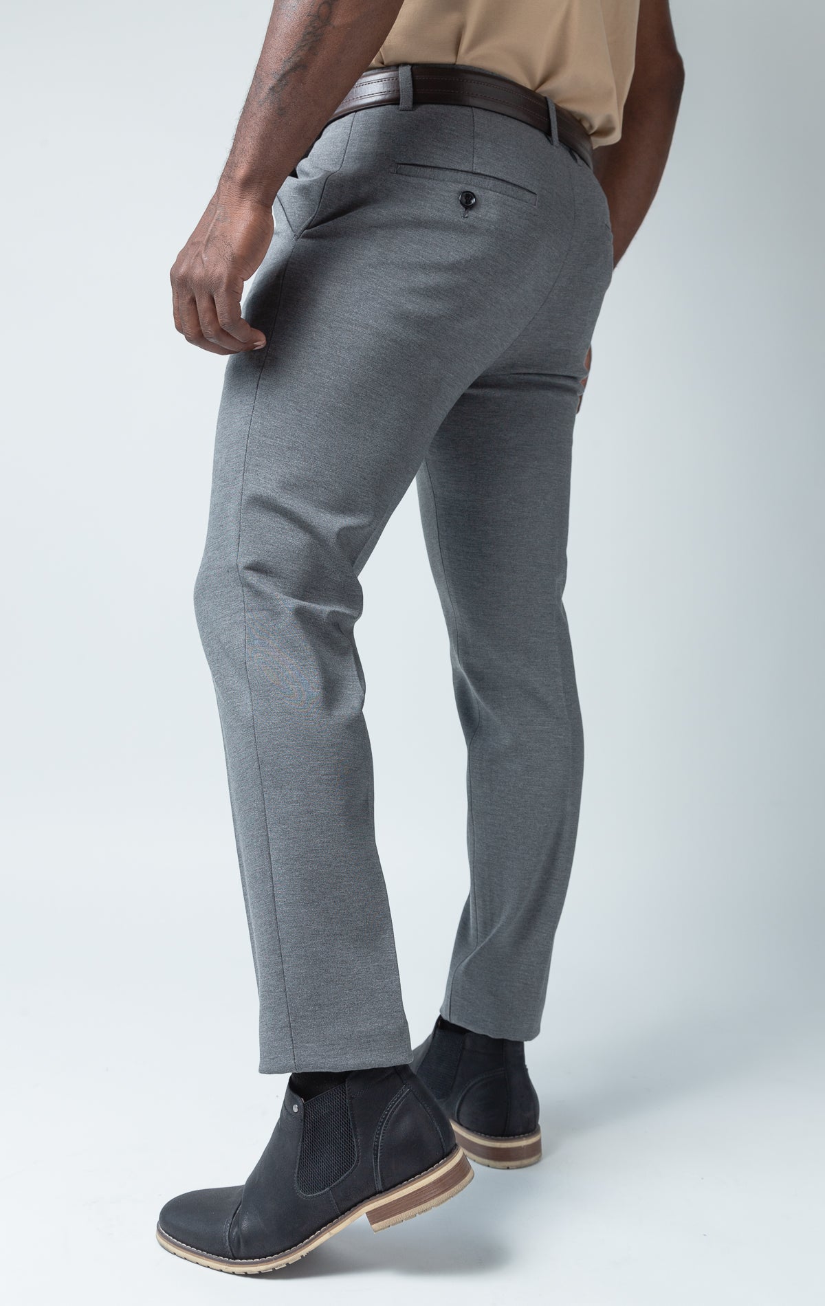 Men's basic solid color chino dress pants with elastic waistband technology in multiple colors