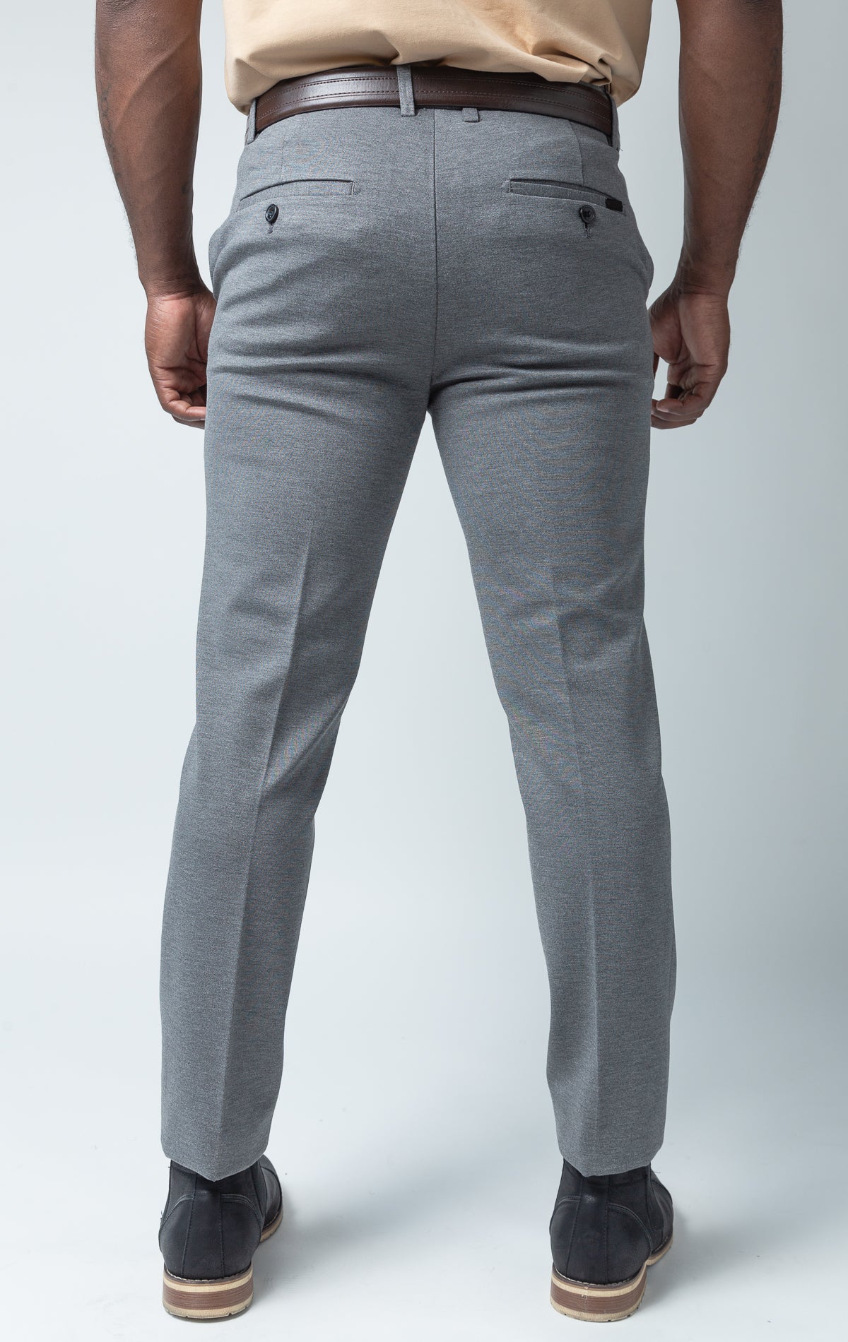 Men's basic solid color chino dress pants with elastic waistband technology in multiple colors