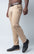 Khaki dress pants with elastic waistband technology