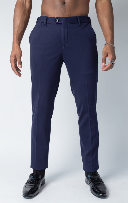 Men's basic solid color chino dress pants with elastic waistband technology in multiple colors