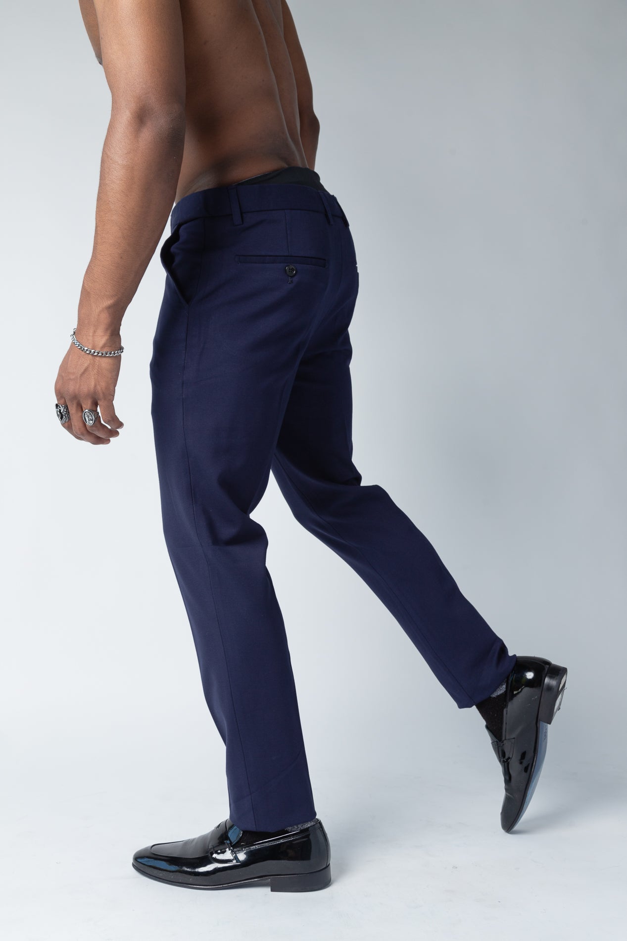 Men's basic solid color chino dress pants with elastic waistband technology in multiple colors