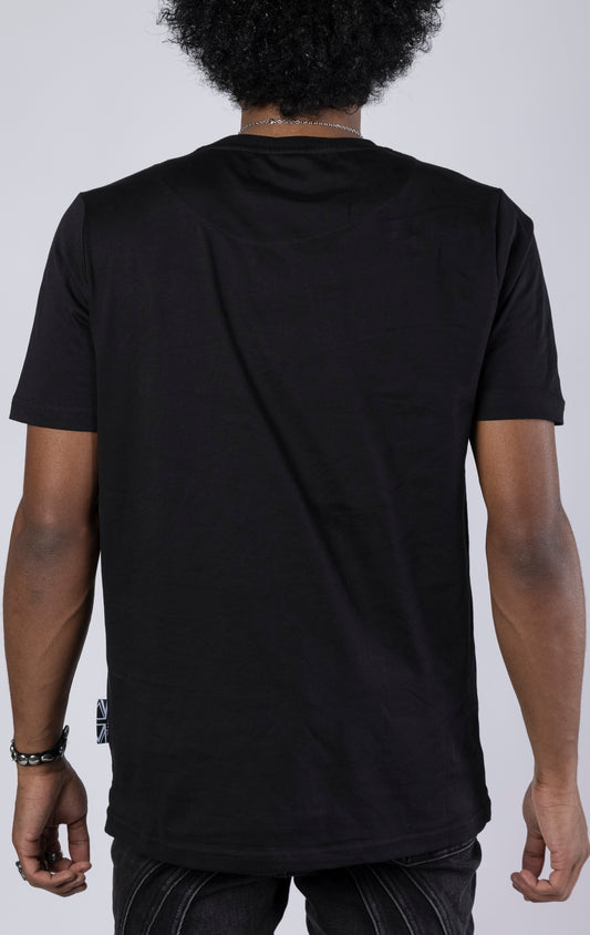 Blessed Eclipse Crewneck Tee. Features a soft-touch digital eclipse print, 3D embroidered "blessed" detail, and a woven "blessed" tab. Made from 100% 190gsm mid-weight cotton jersey.