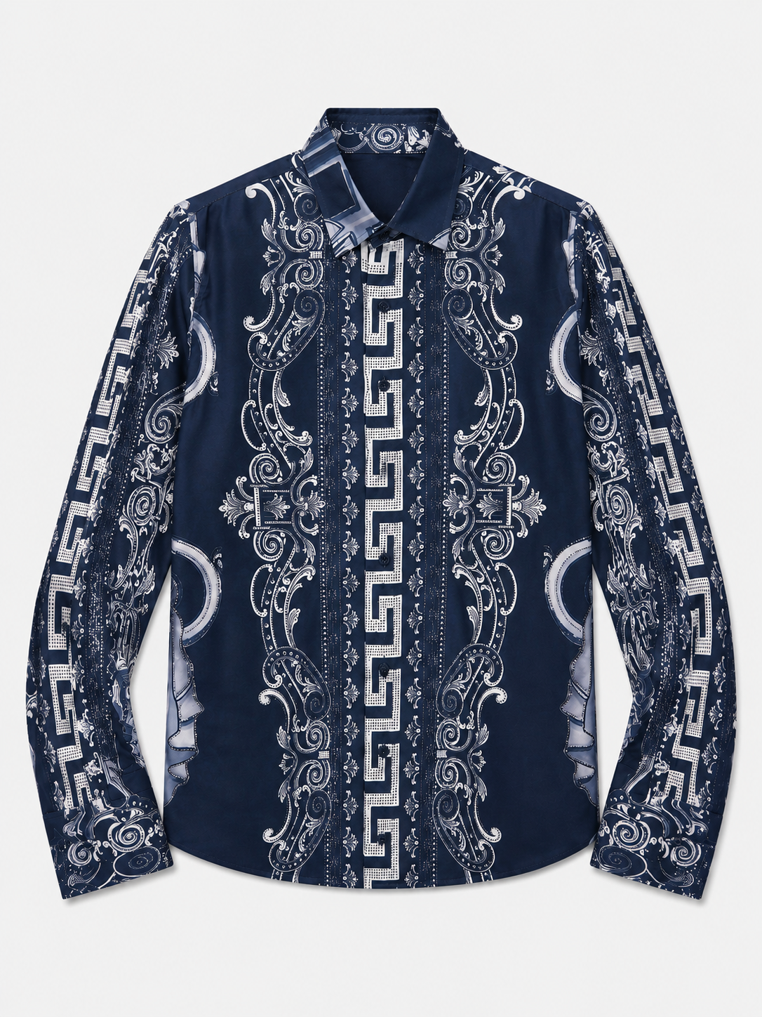 Navy Architectural Stretch | Button-Up Shirt