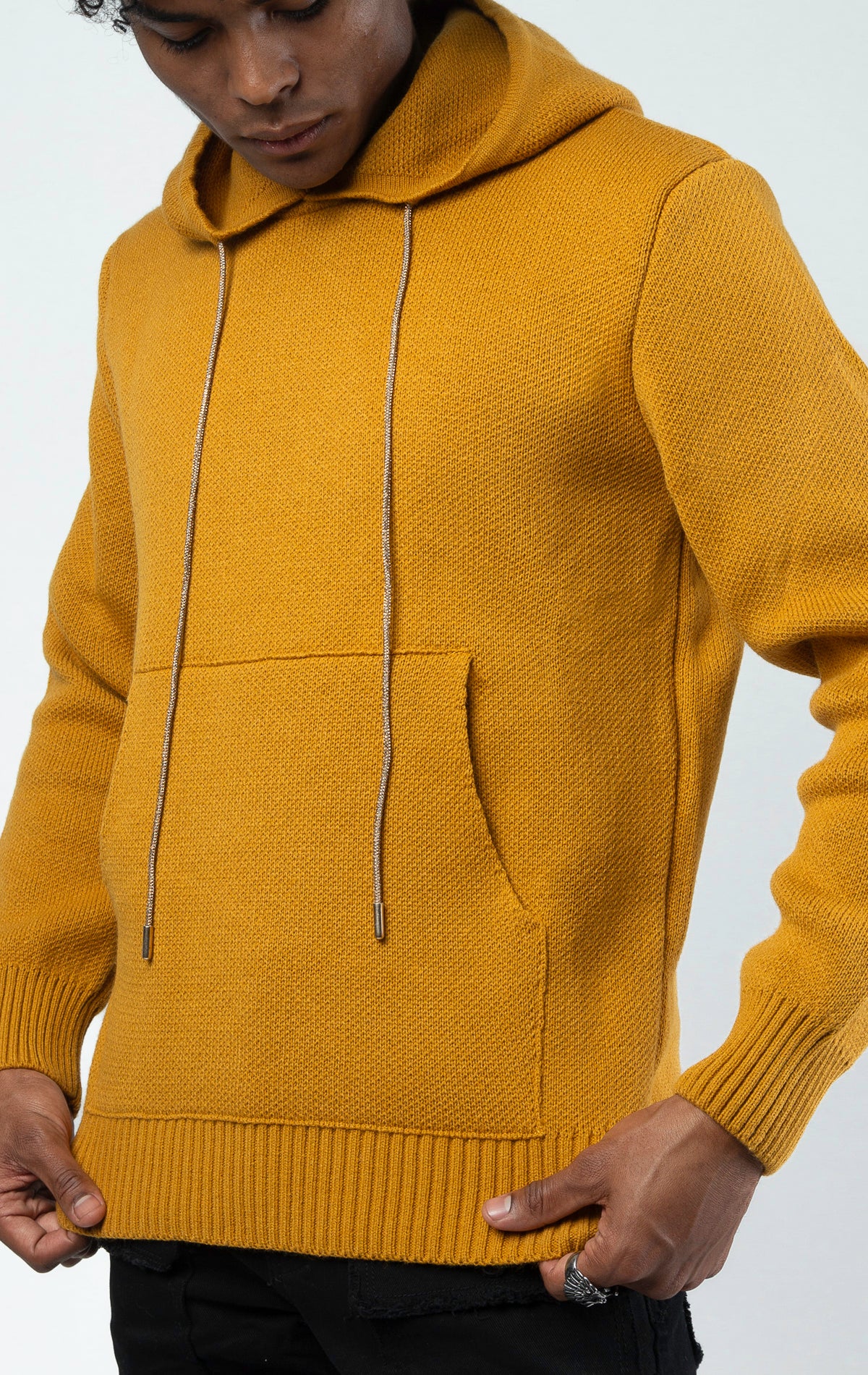 Luxury wheat sweater hoodie with crystal strings