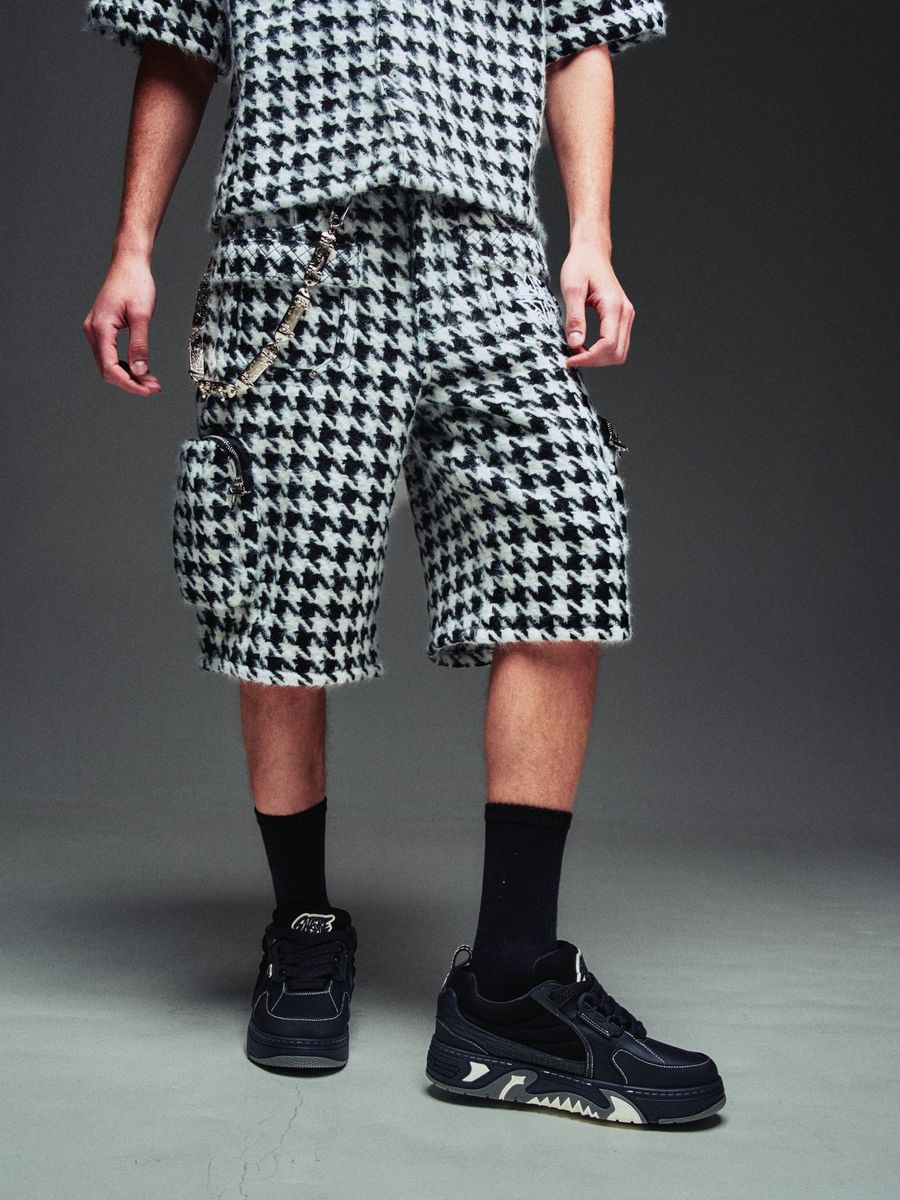 White Houndstooth Furry|Shorts