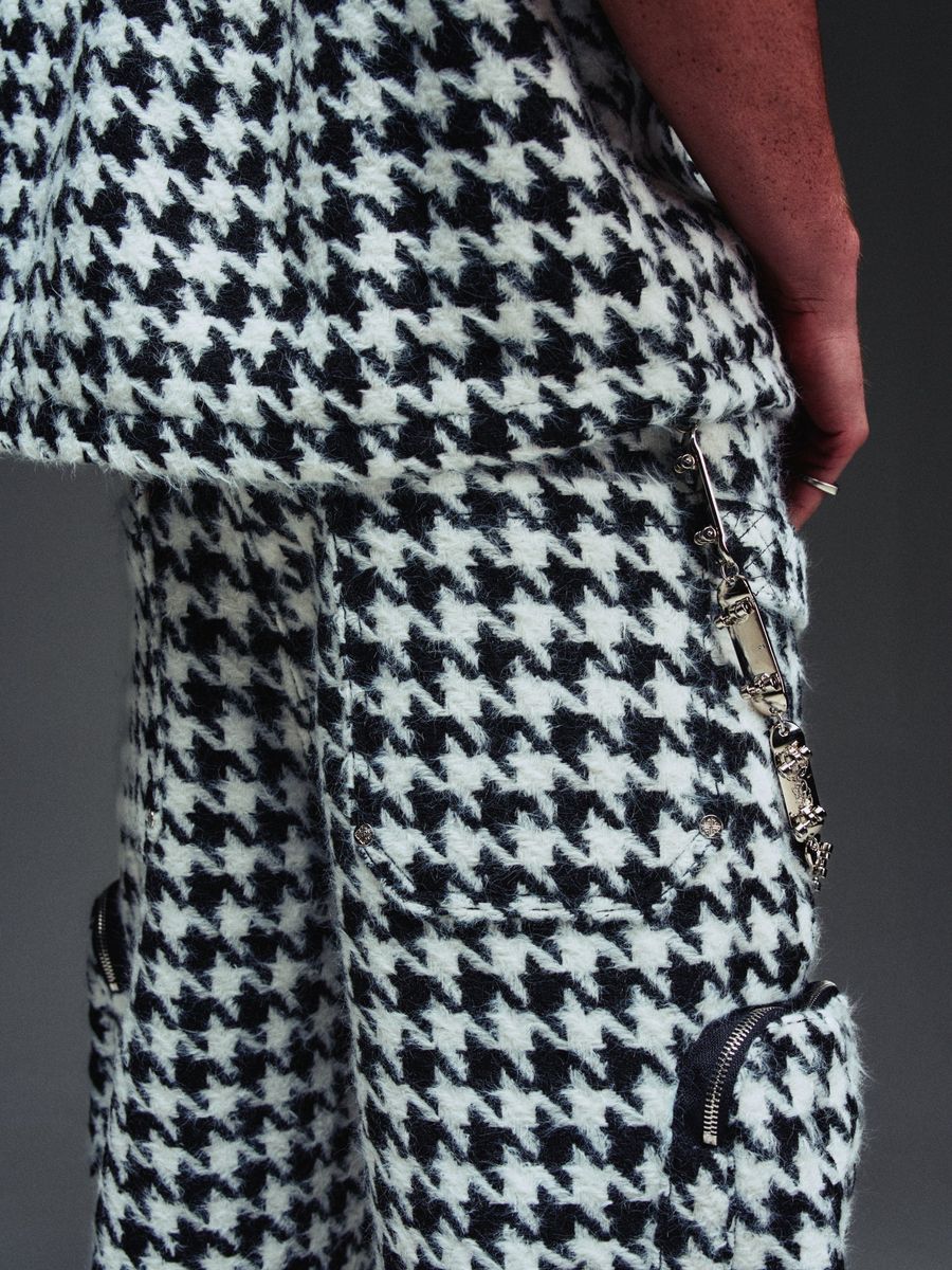 White Houndstooth Furry|Shorts