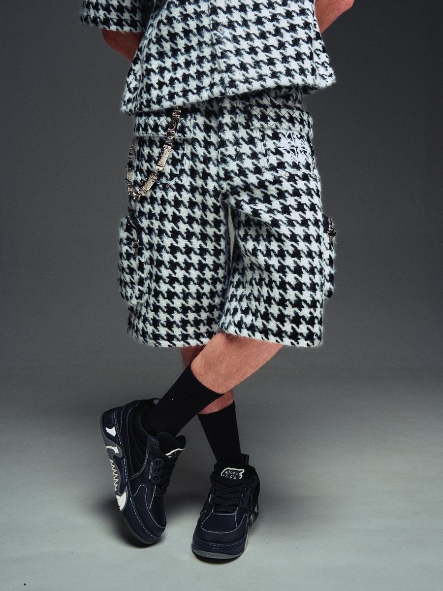 White Houndstooth Furry|Shorts