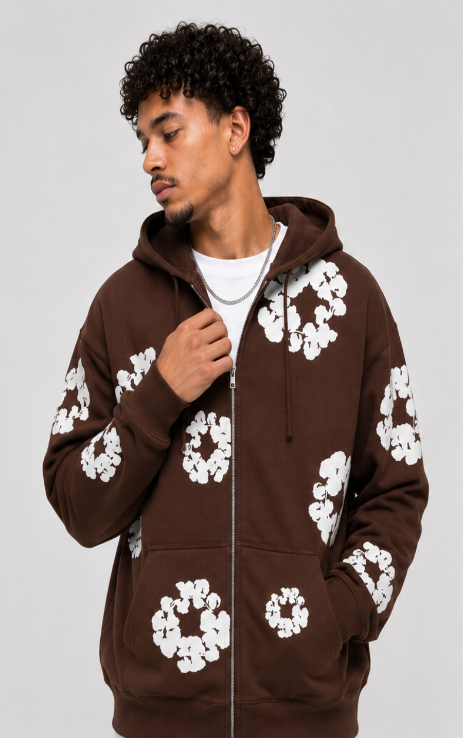 Cotton Wreath Zip Hoodie
