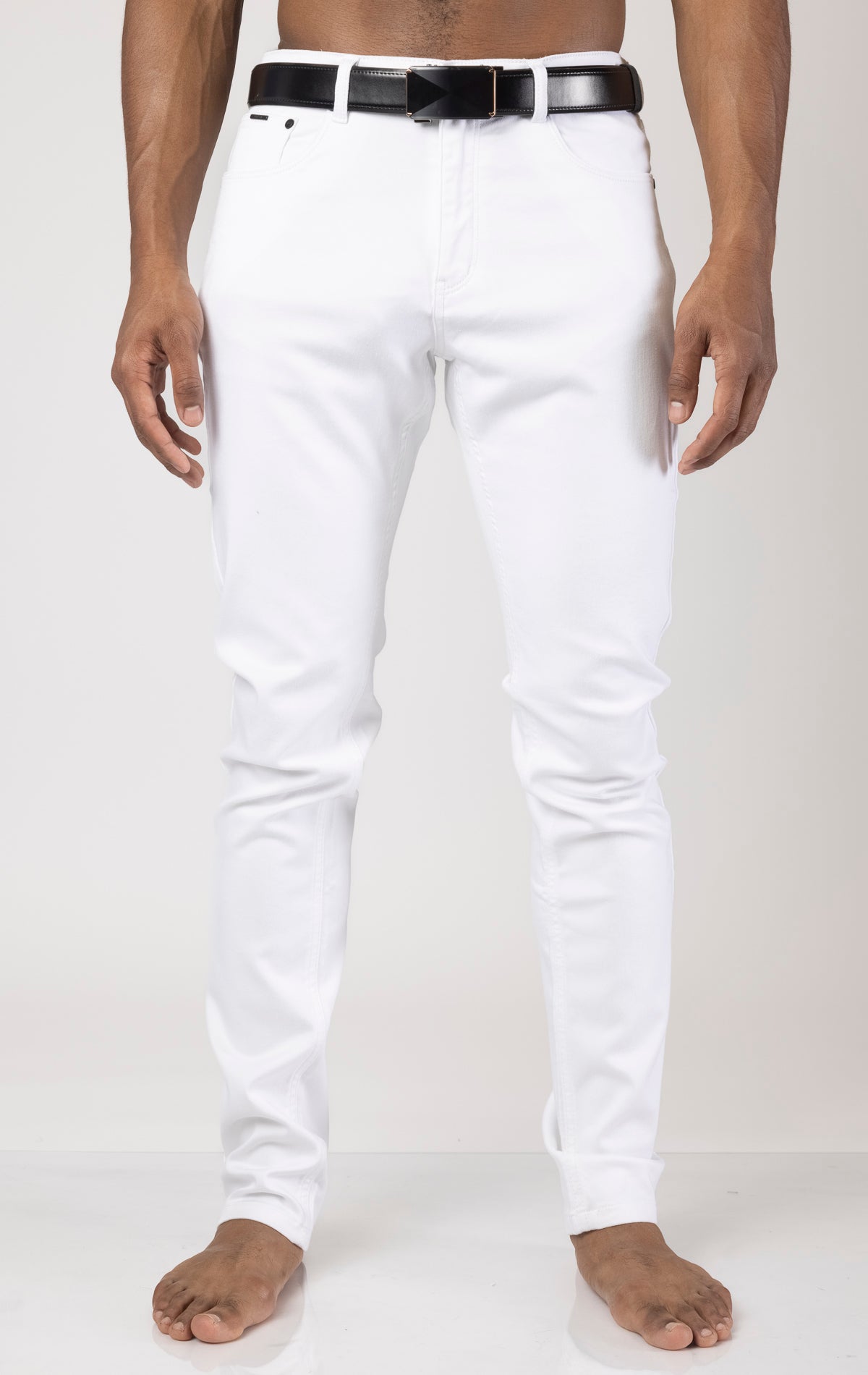 Men's slim fit casual and dressy denim with 5 pockets, 34-inch length, and stretchy, comfortable fabric with premium Tencel.