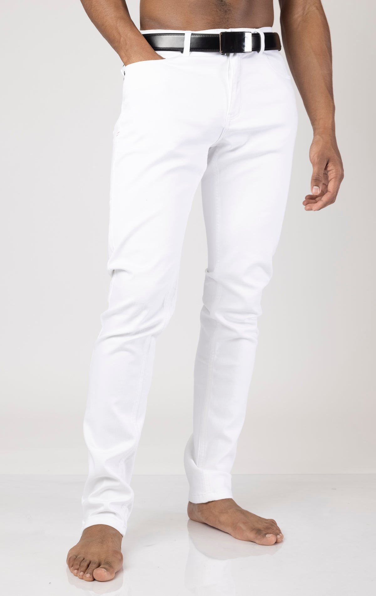 Men's slim fit casual and dressy denim with 5 pockets, 34-inch length, and stretchy, comfortable fabric with premium Tencel.