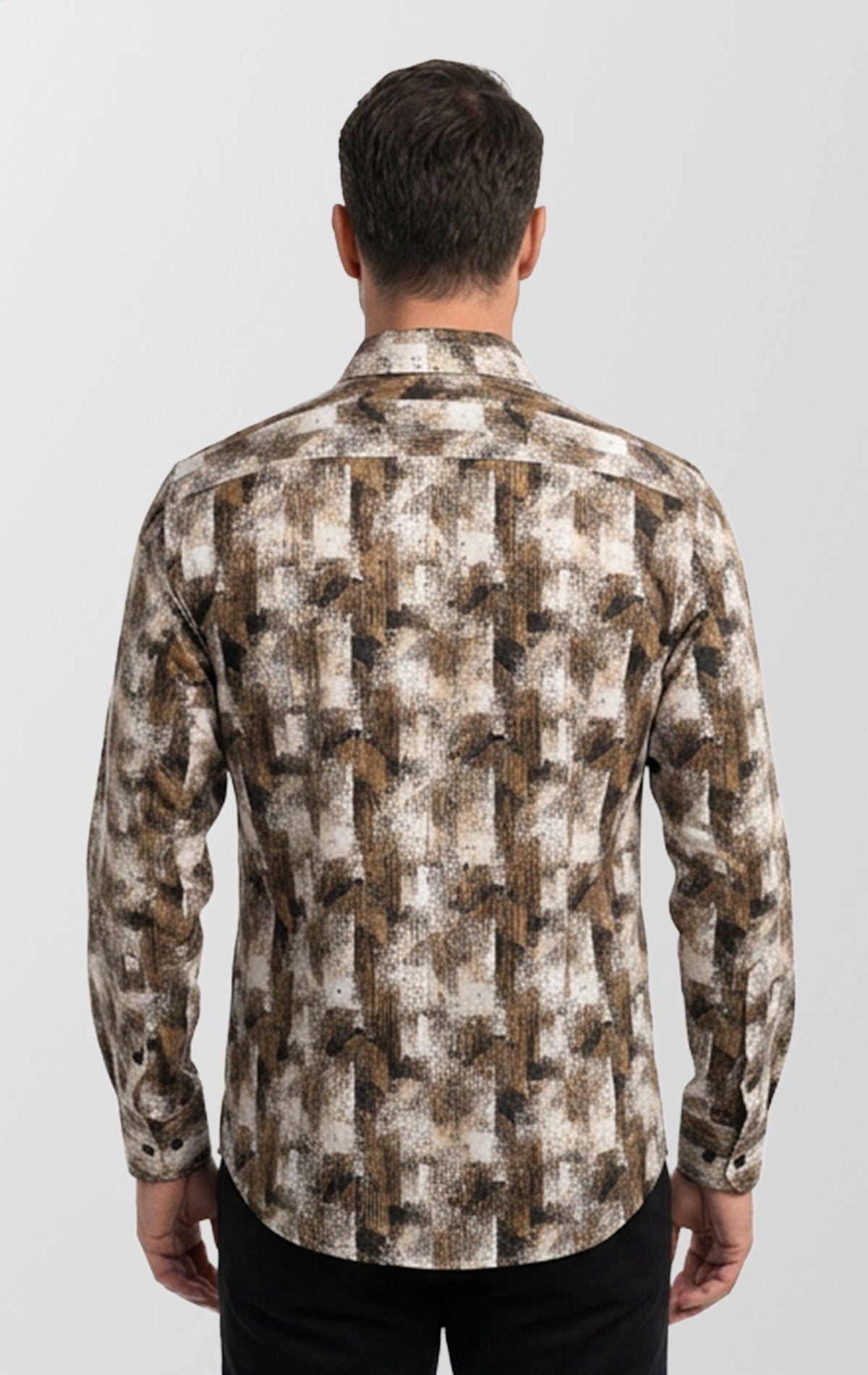 Abstract Geometric Print  | Long Sleeve Button Up Shirt