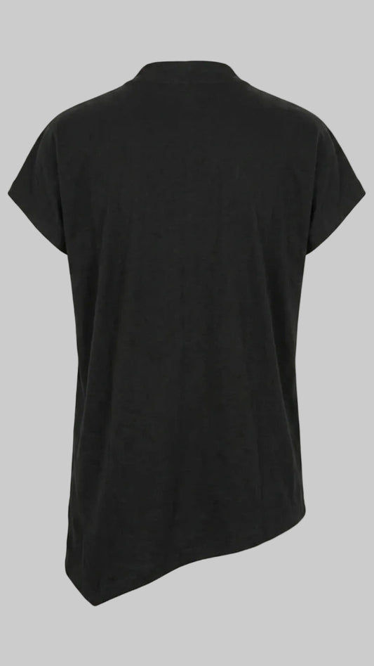 Black t-shirt on a grey background