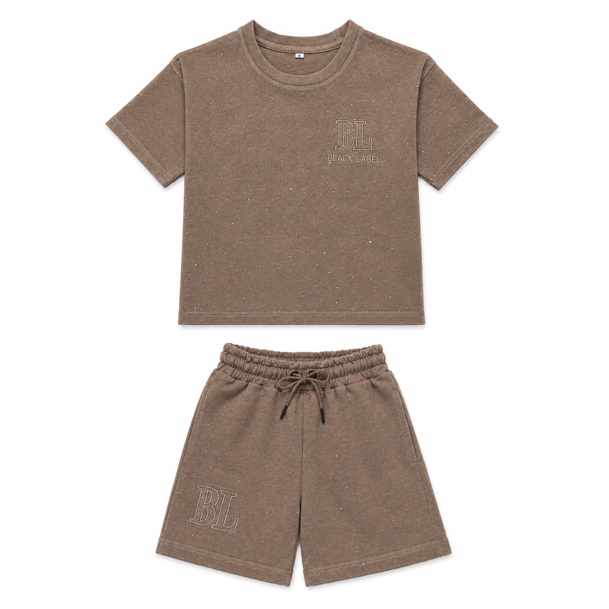 Kids Black Label Signature Rhinestone| Shorts Sets