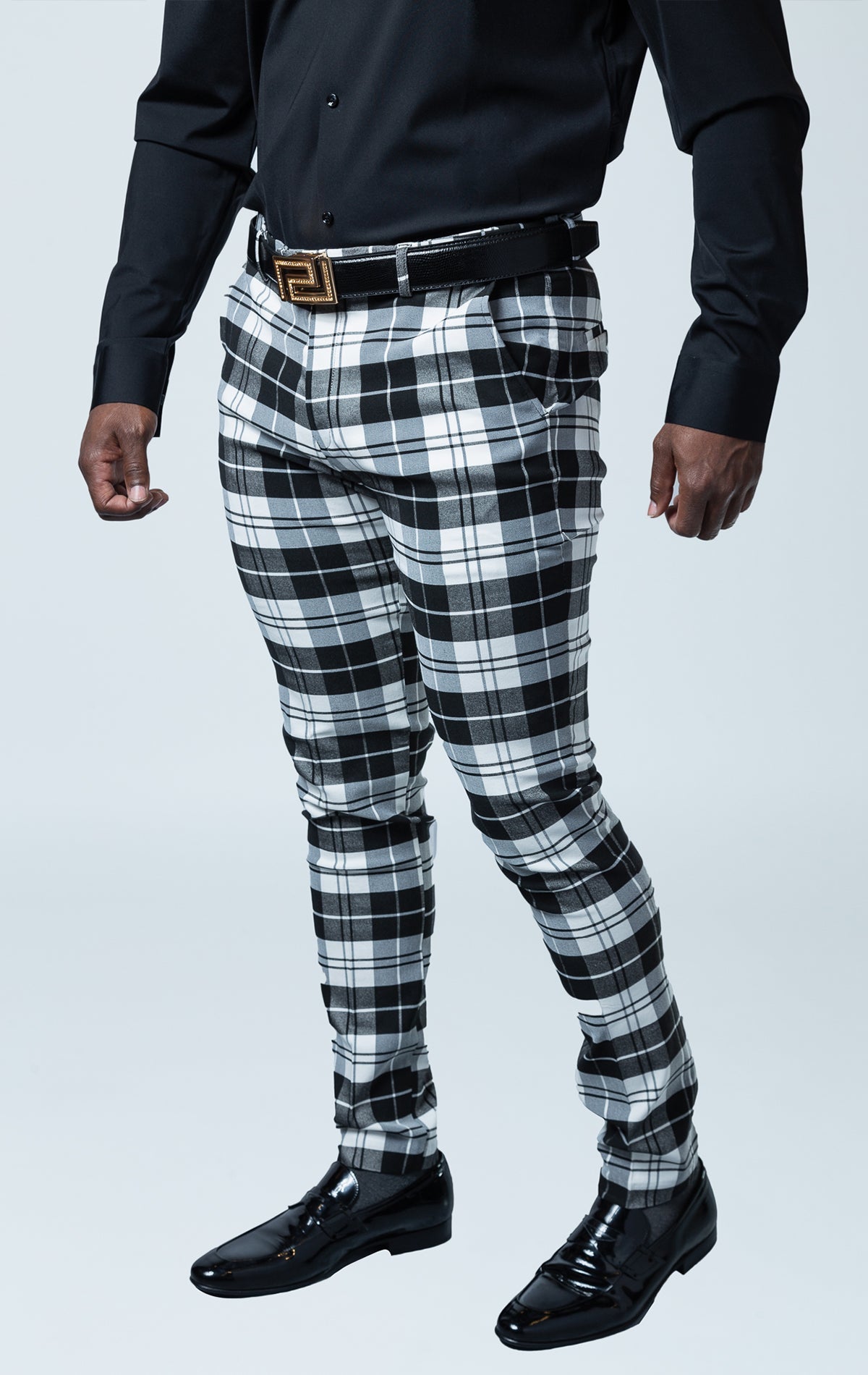 BBS Double Eagle - DENiMPiRE, Men's designer pants with elastic waistband technology, available in black and white, Barabas Men design.
