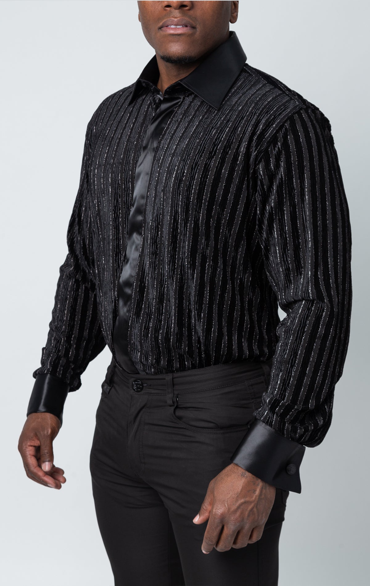 Button up, long sleeve black shirt