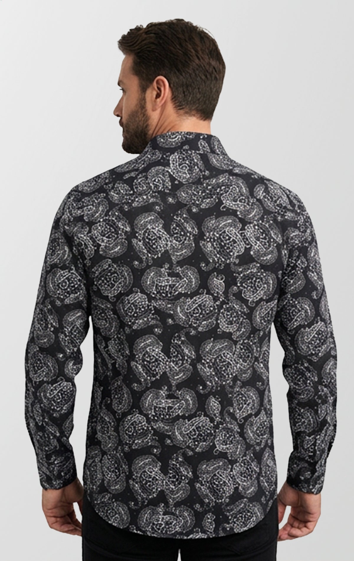 Black & White Paisley | Long Sleeve Button Up Shirt