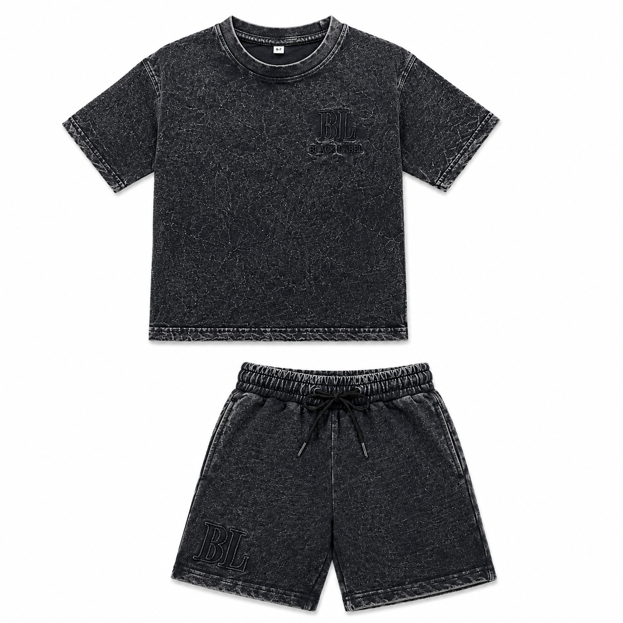 Kids Black Label Signature Rhinestone| Shorts Sets