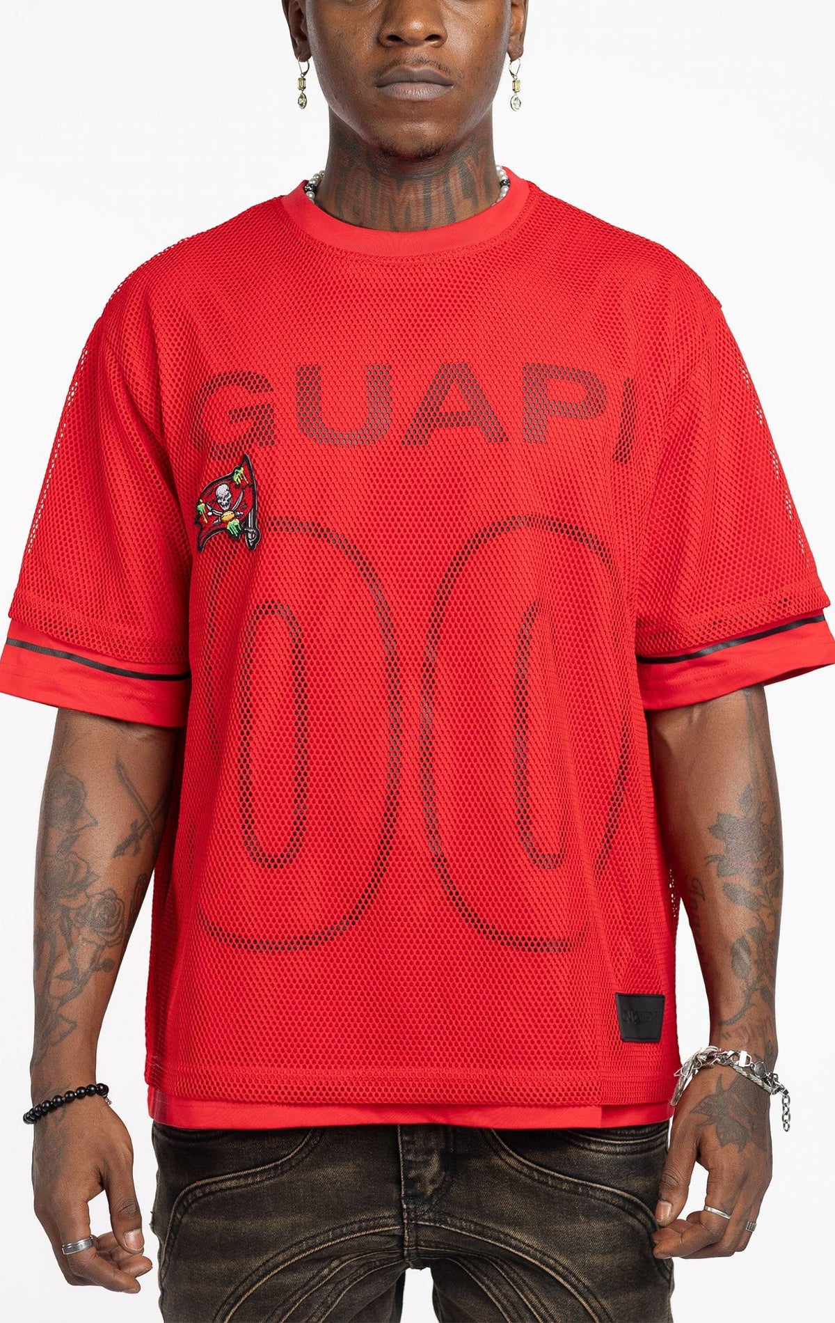 Crimson Mesh Football T-Shirt