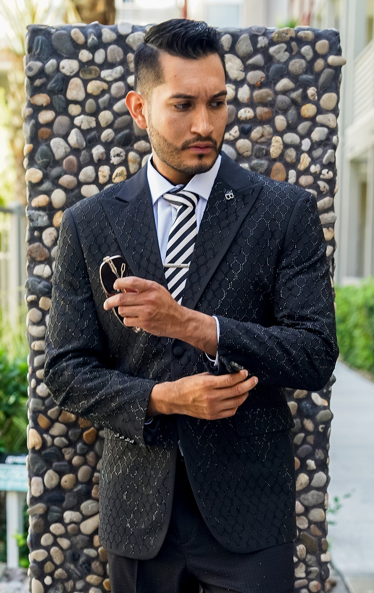 Luxurious blazer with exquisite embellishments, tailored silhouette, and dazzling light interplay.