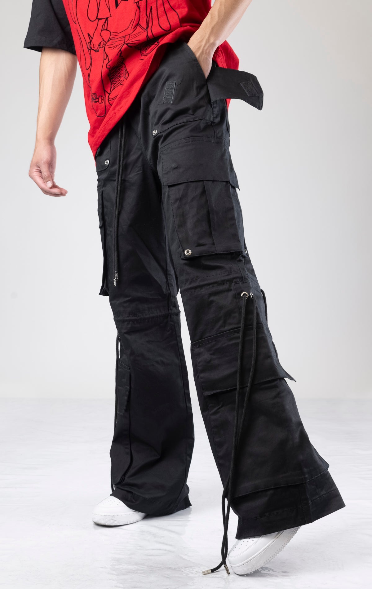 Extra baggy black cargo pants