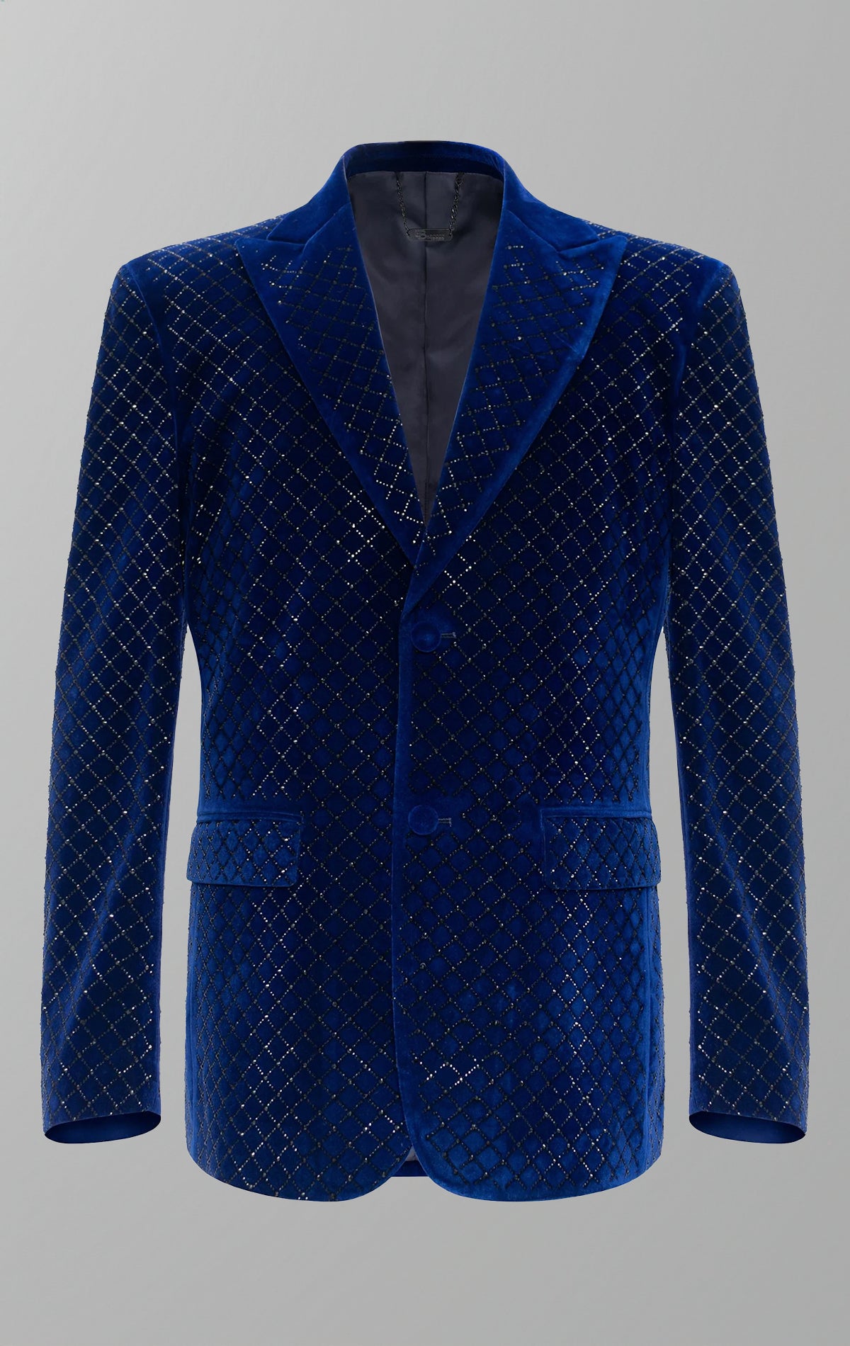 Close-up view of a sophisticated embellished blazer showcasing intricate details and luxurious textures, perfect for special occasions.