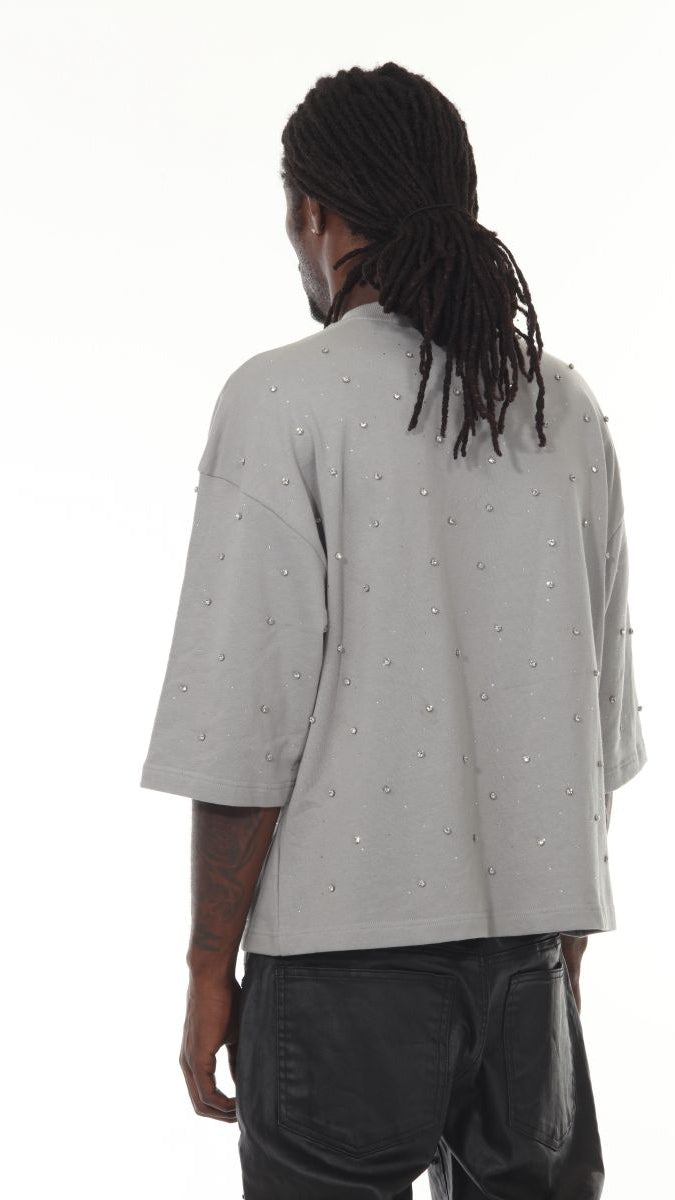 French Terry Rhinestone | Short Sleeve Shirt