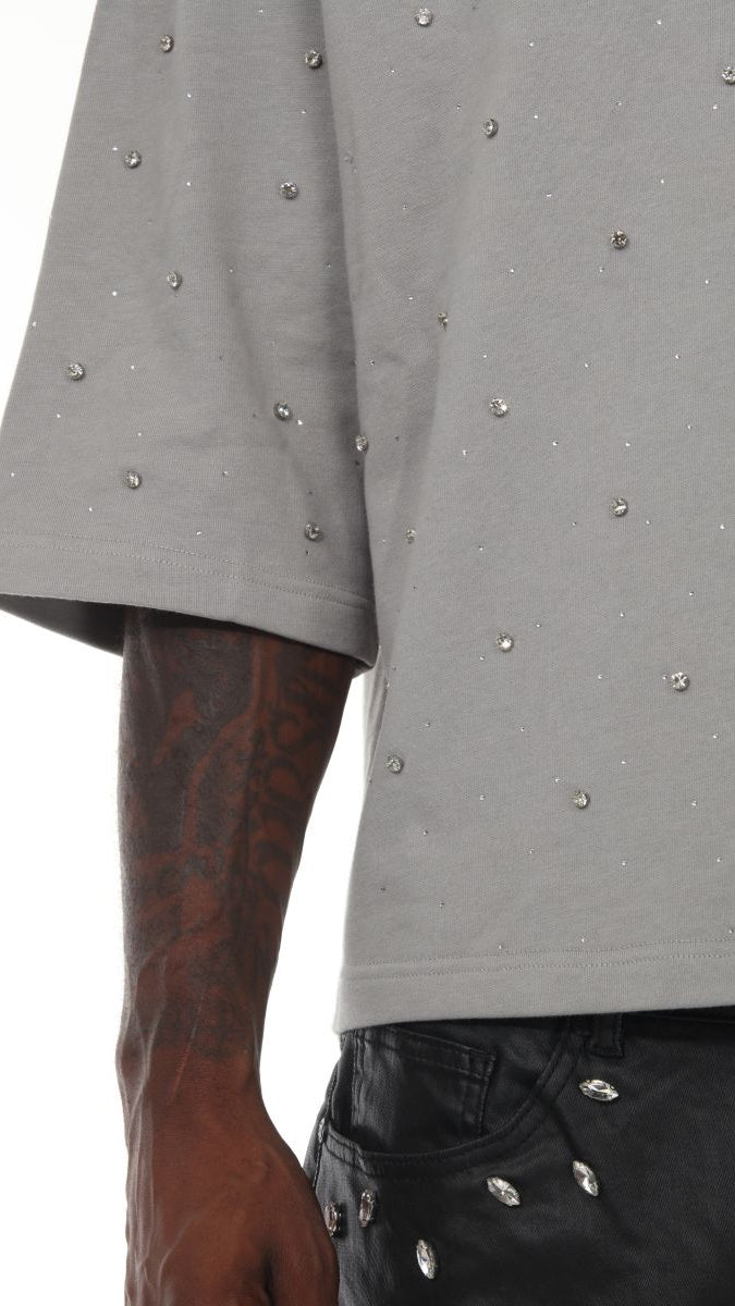 French Terry Rhinestone | Short Sleeve Shirt
